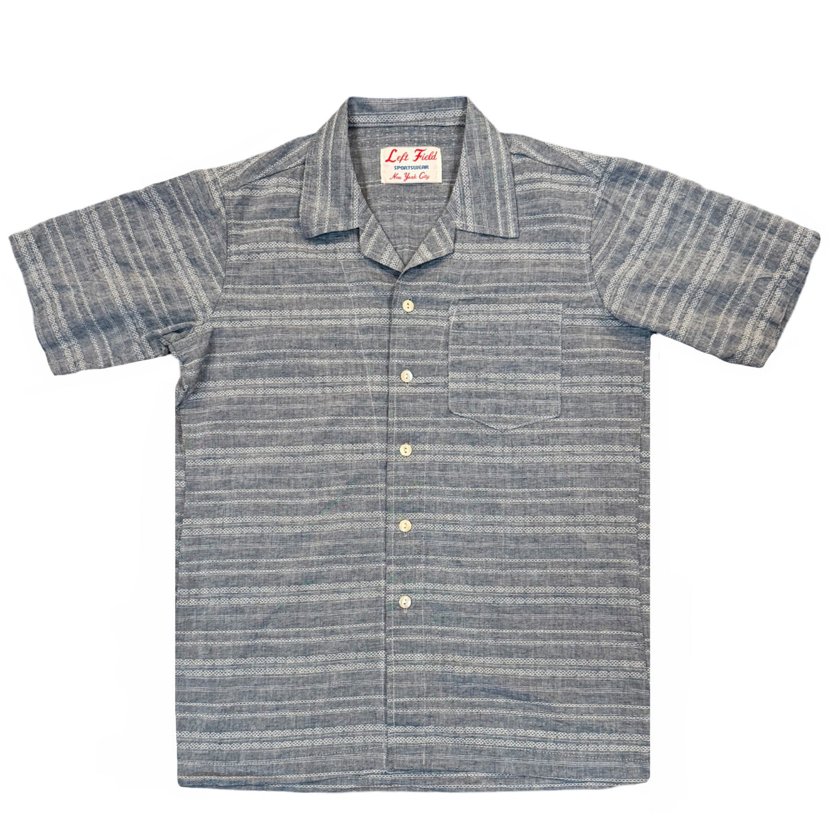 Indigo Japanese cotton/linen Jacquard Camp Shirt – Left Field NYC
