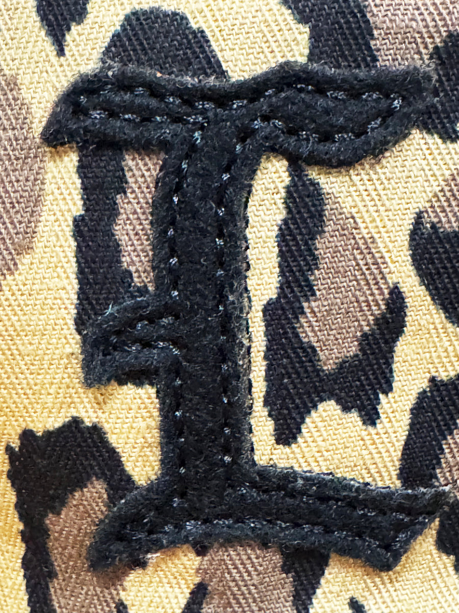 LA black wool felt Japanese leopard/tiger print cap made in NYC
