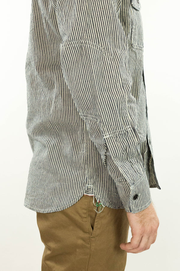 Nihon Menpu linen/cotton selvedge Indigo striped Dust Bowl Workshirt