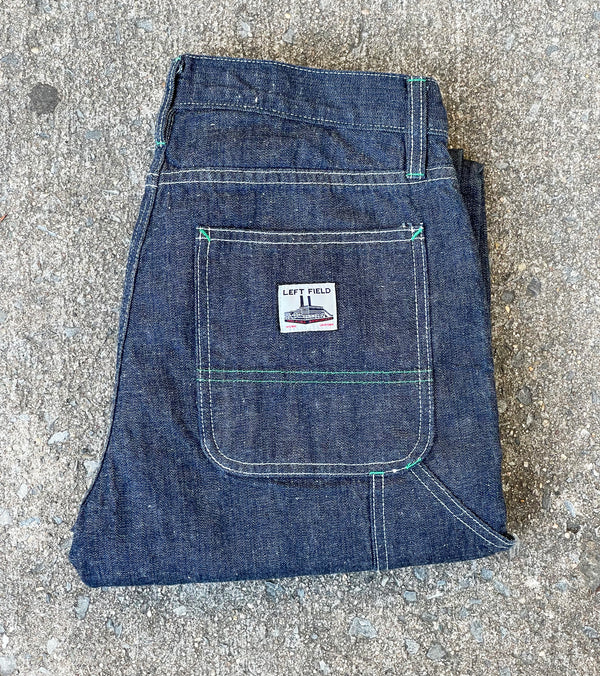 11.5 oz Selvedge "Jelt" Double knee Carpenter Jeans, Left Field X Blue in Green Exclusive