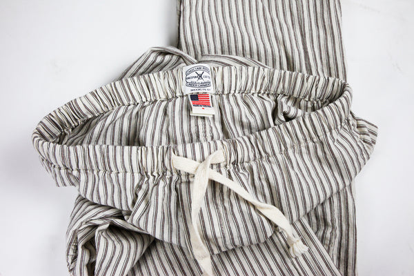 Japanese natural striped linen/cotton drawstring lounge pants
