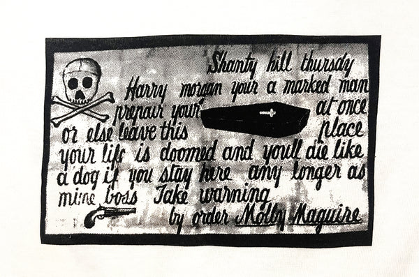 Molly Maguire Coffin Notice tee for Apalachian Citizens Law Center