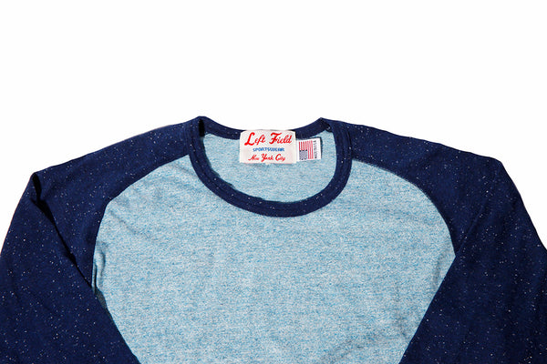 Chambray/Earth from Space Nep 3/4 sleeve Raglan Tee shirt - Left Field NYC