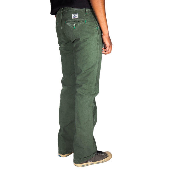 Vintage Wash Olive Duck  Mt Vernon 13 oz  Work Uniform Chino Wider Fit
