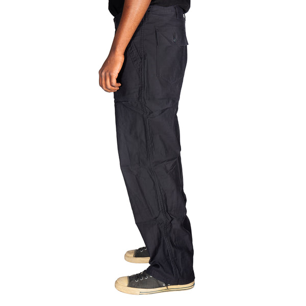 107 60's era GI chinos in 12 oz West Point Black Baker Back Cotton Satin