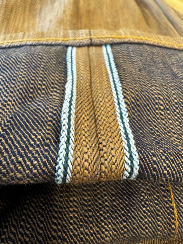 Close-up of a textured fabric with a striped pattern