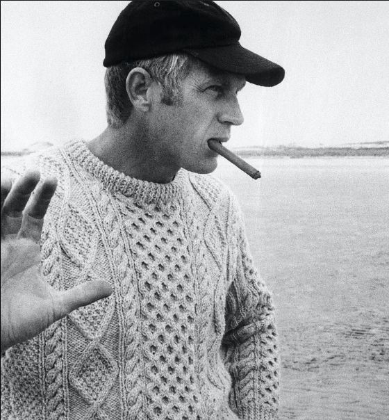 Steve McQueen Black Donegal Irish Wool Sweater