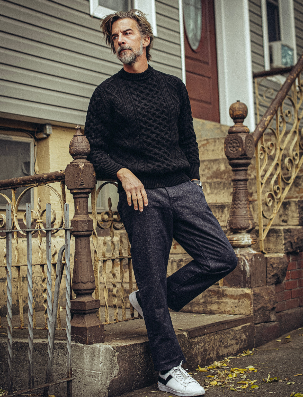 Steve McQueen Black Donegal Irish Wool Sweater – Left Field NYC Steve McQueen Black Donegal Irish Wool Sweater – Left Field NYC
