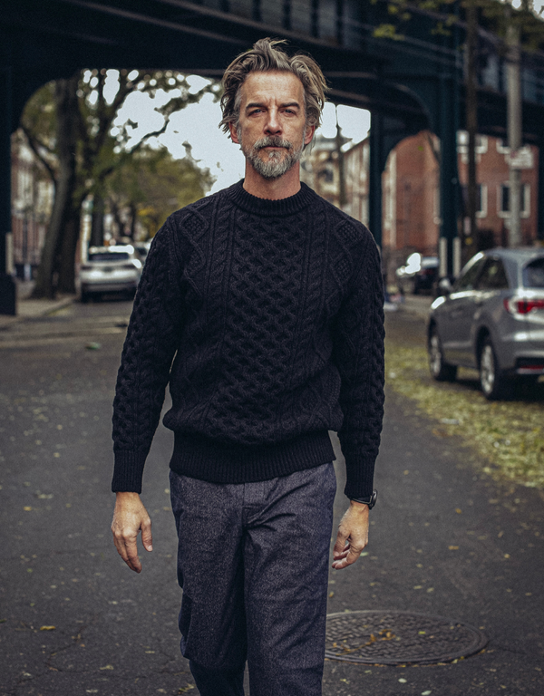 Steve McQueen Black Donegal Irish Wool Sweater