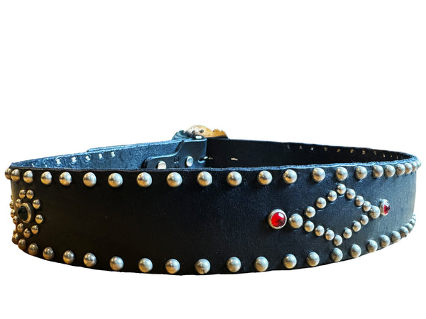 Jeweled & Studded Leather Belt Inspired Pattern from a 50's Motorcycle Kidney Belt Custom Made by HTC