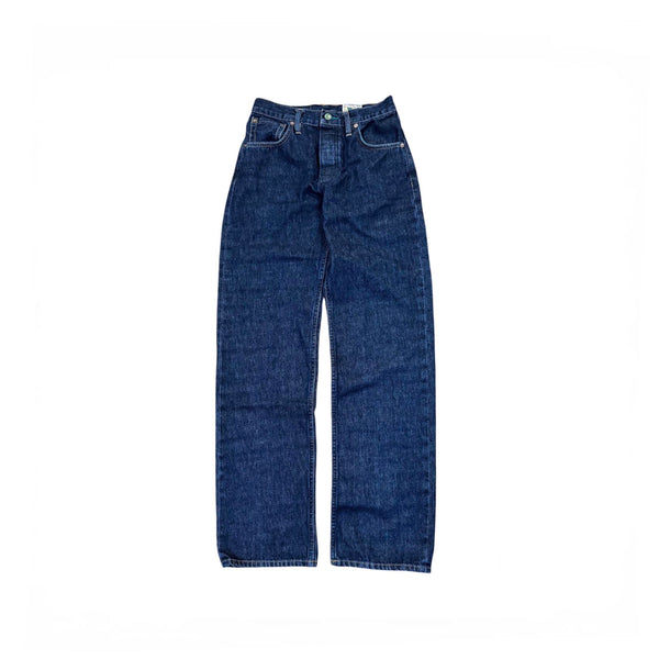 Pair of blue jeans on a white background