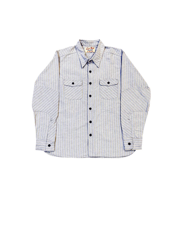 Japanese  Blue with yellow/blue/white Stripe 100% Cotton Dustbowl Work Shirt