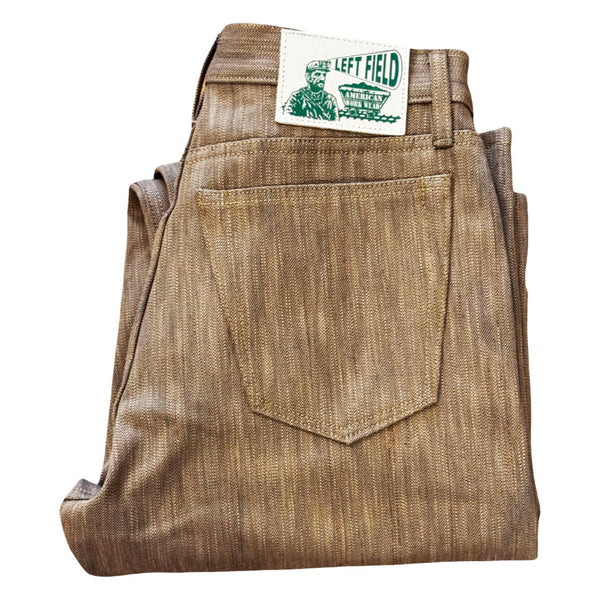 Brown overalls with a visible brand label on a white background