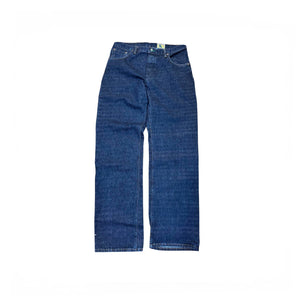 Pair of blue jeans on a white background