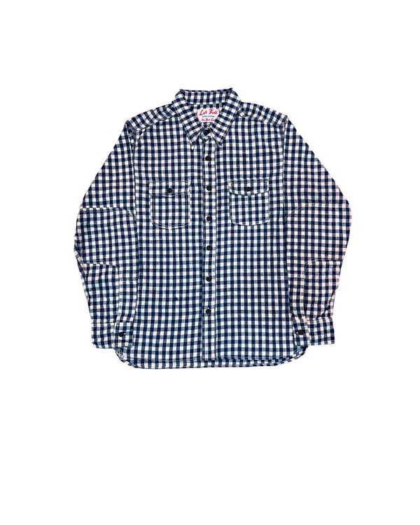 Japanese Selvedge Indigo check 100% Cotton work shirt