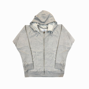 Gray hoodie with a zipper on a white background