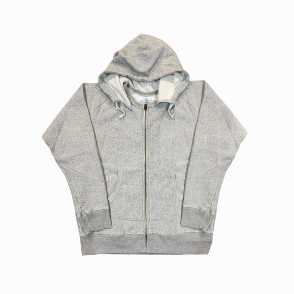 Gray hoodie with a zipper on a white background
