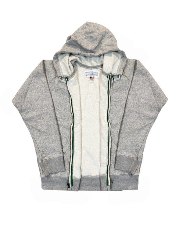 Gray hoodie with white lining on a white background