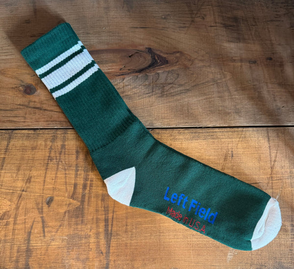 Green & White Striped Bamboo Tube Socks