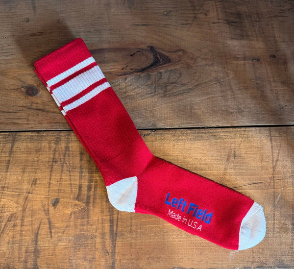 Red & White Striped Bamboo Tube Socks