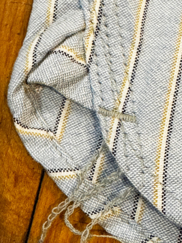 Japanese  Blue with yellow/blue/white Stripe 100% Cotton Dustbowl Work Shirt