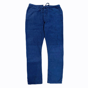 Blue pants with drawstring on a white background