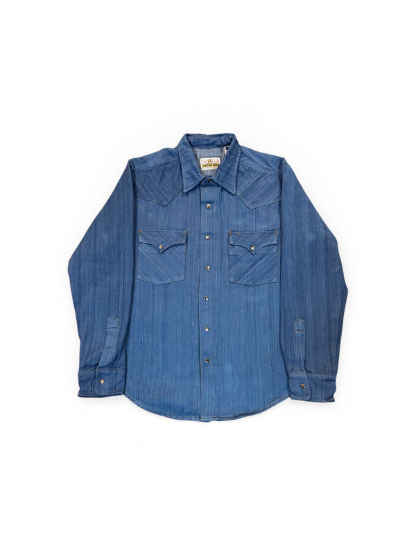 Blue denim shirt on a white background