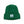 Green knit beanie with a label on a white background