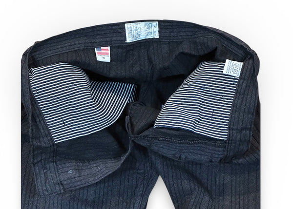 Japanese black and brown stripe twill Wide leg single pleat 40's work trouser