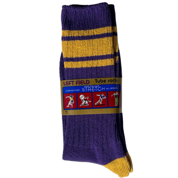 Magic socks done in the famous purple and gold colors. Heavy gauge recycled cotton socks.