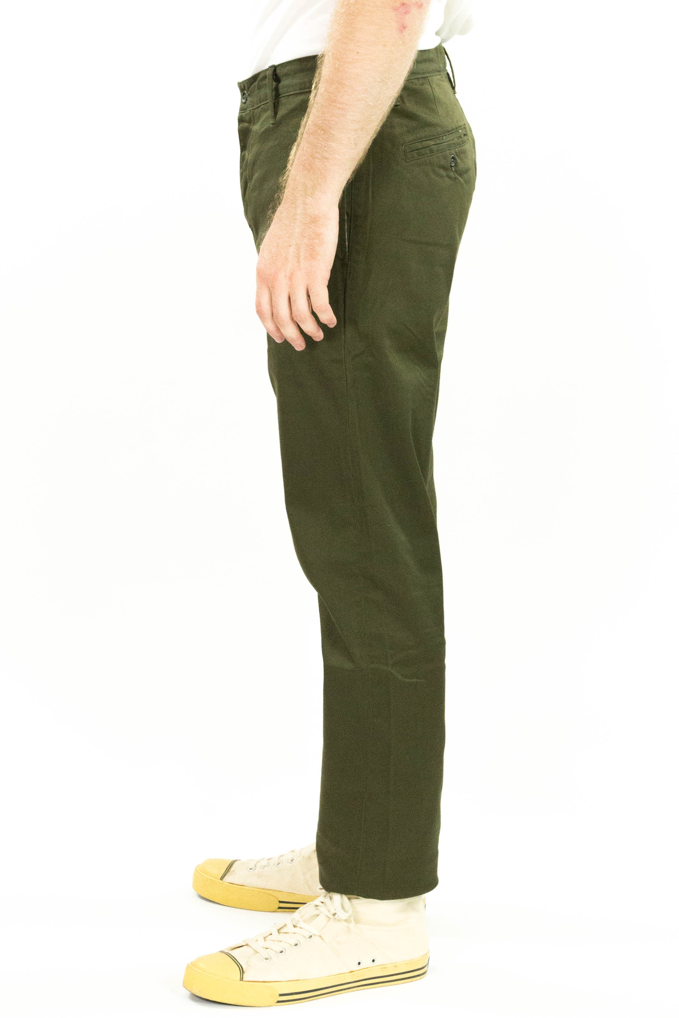 Coal Miner Olive 9 oz Japanese stretch sateen twill – Left Field NYC