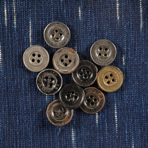 Large 4 hole antique metal workwear buttons - Left Field NYC
