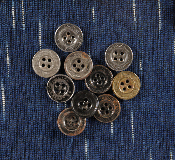 Large 4 hole antique metal workwear buttons - Left Field NYC