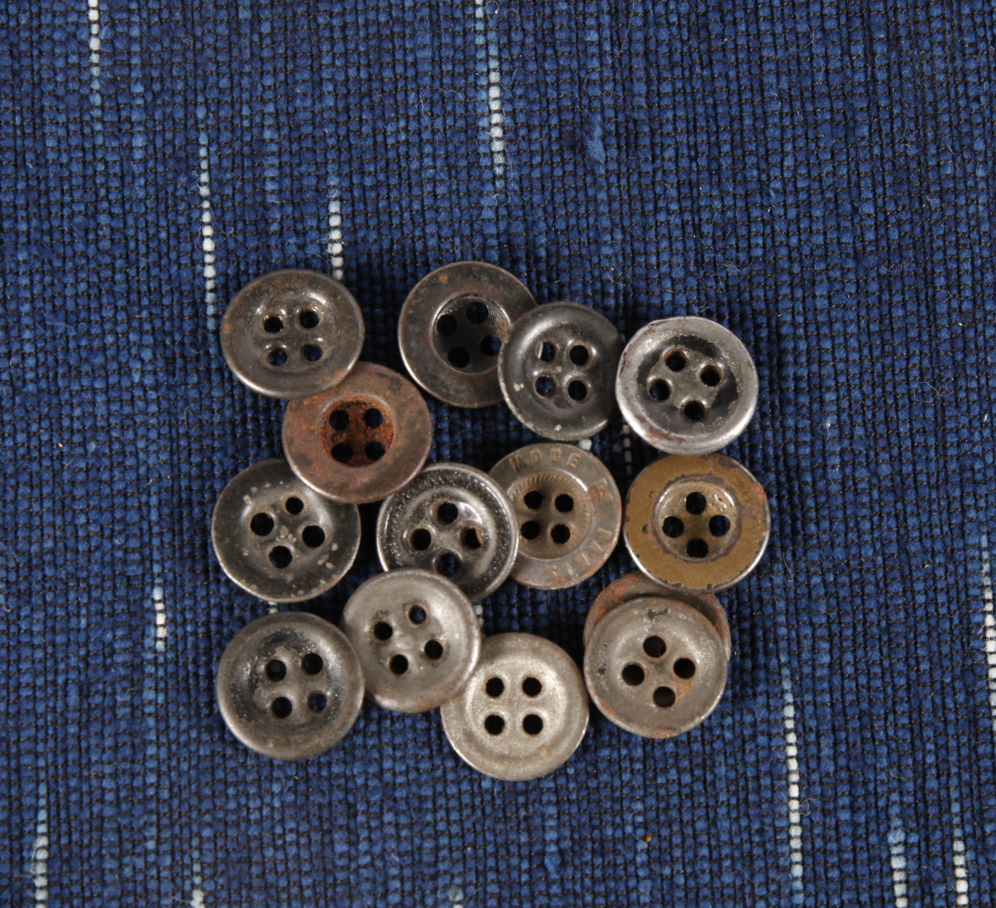 4 Hole Metal Buttons, Vintage Metal Buttons