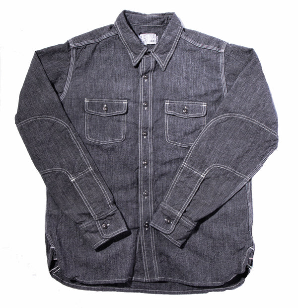 Collect Mills Japan selvedge 7 oz Salt and Pepper Dust Bowl Work Shirt with LF Buttons