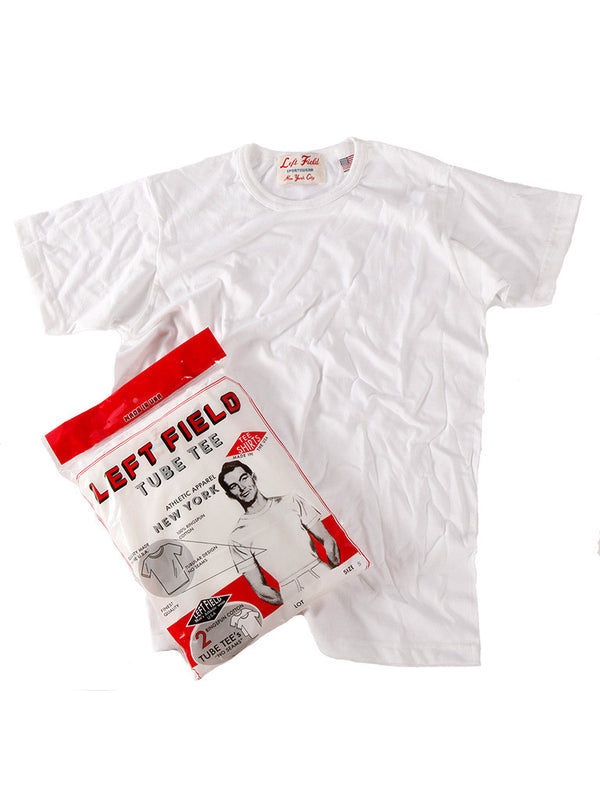 Left Field Tube Tee 2 Pack (White Crew) *** will shrink to spec after cold wash hot dry. - Left Field NYC